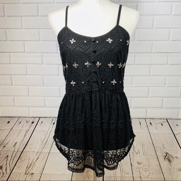 Candie's Tops - NWT! Candies Black Lace Tank Top